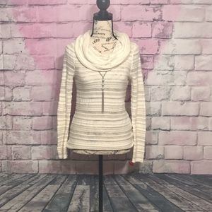 Maurices cowl necker white & gold sweater size XS